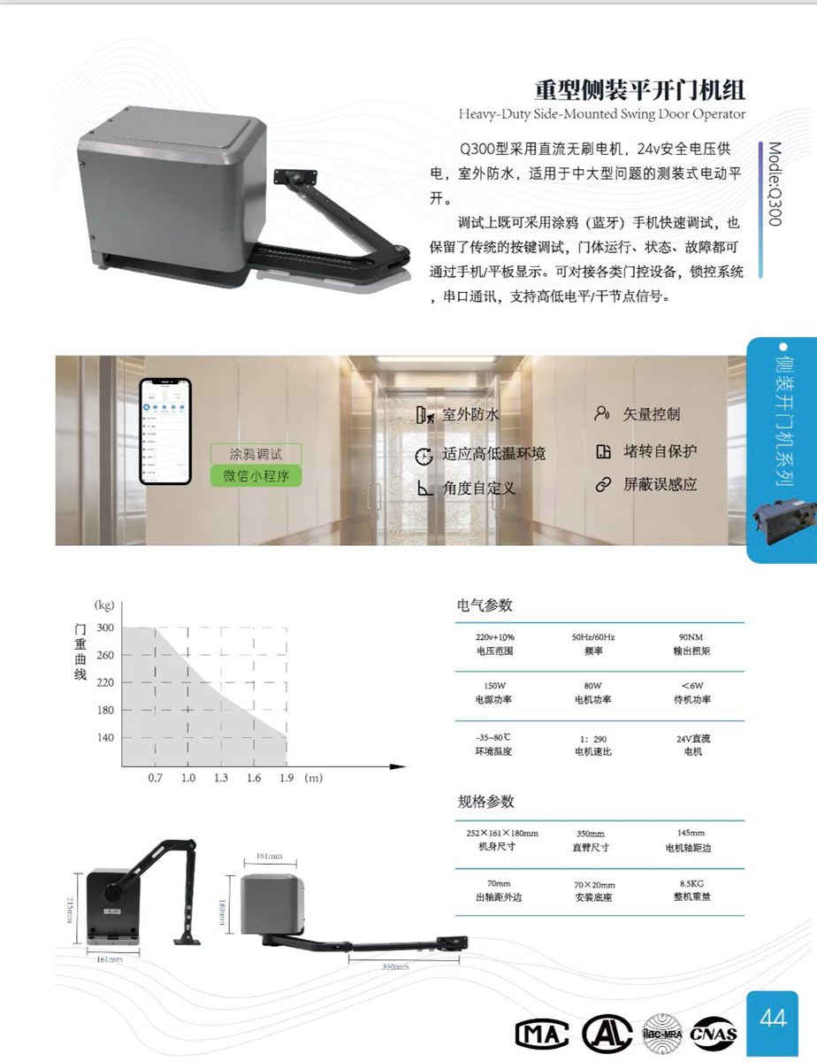 德恩科Q300型号重型侧装平开门机组 效果参考图,天津自动门厂家产品图集